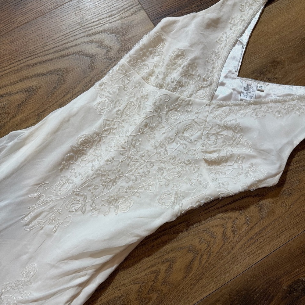 Vintage 100% Silk Beaded Dress Vintage Wedding Dress Vintage Silk Beaded Wedding - Picture 4 of 17